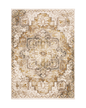 Beige and grey traditional rug with ornate floral medallion pattern throughout