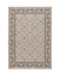 Beige and grey traditional rug with ornate floral medallion pattern throughout