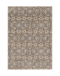 Beige and grey traditional rug with ornate floral medallion pattern throughout