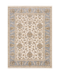 Beige and grey traditional rug with ornate floral medallion pattern throughout