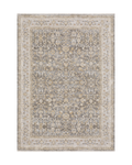 Beige and grey traditional rug with ornate floral medallion pattern throughout