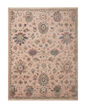 Blush pink traditional rug with intricate floral motifs and ornate border design