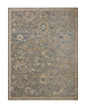 Gray traditional rug with floral botanical pattern and cream border