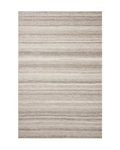 Neutral striped outdoor rug in beige and grey tones on patio