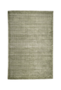 Sage green textured velvet rug with subtle worn vintage distressing throughout
