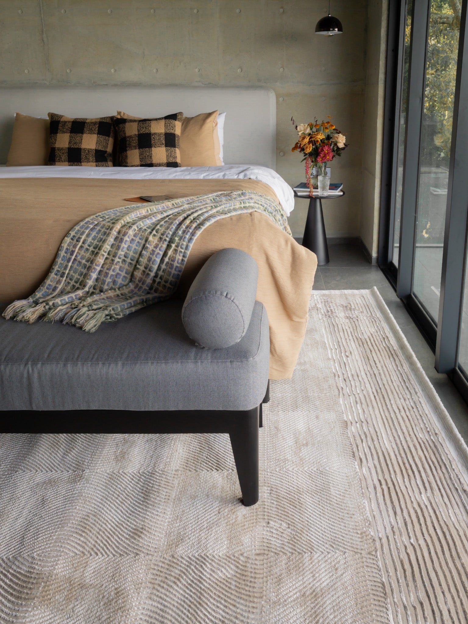 Sonata Minimalist Bordered Line Modern Rug