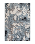Modern grey and white distressed textured area rug with abstract pattern