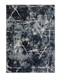 Modern grey and white distressed textured area rug with abstract pattern