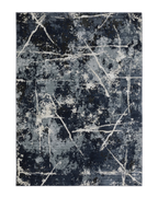 Modern grey and white distressed textured area rug with abstract pattern