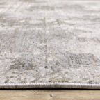 Modern abstract rug with grey and cream distressed pattern texture