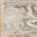 Beige and taupe marbled swirl pattern area rug with textured finish