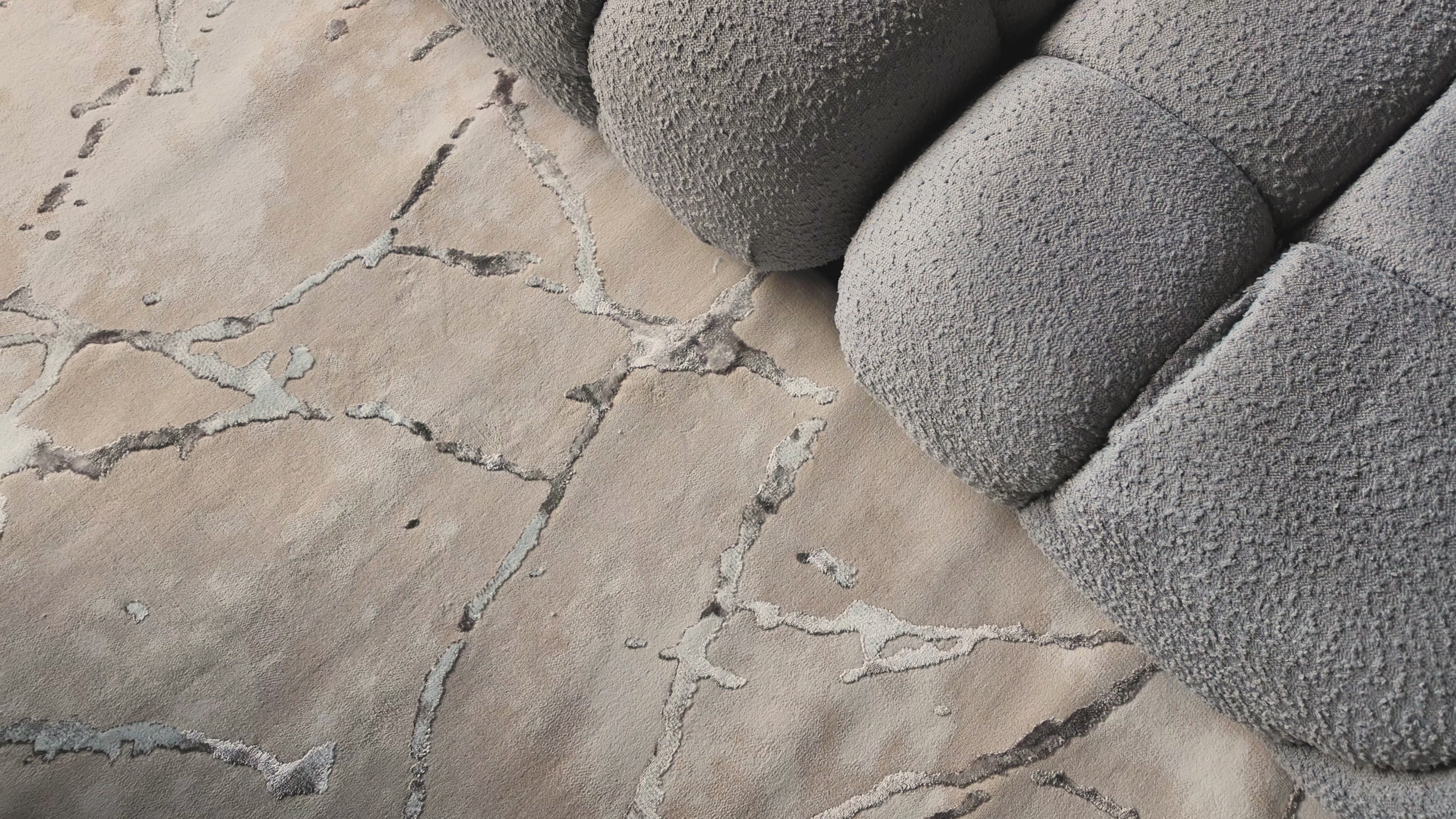 Azure Abstract Marbled Rug